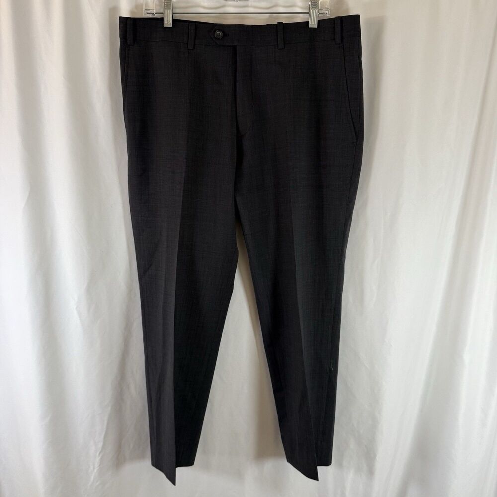 Bar III 100% Wool Pants Men's 36x27 Grey Flat Front Slim Fit Office Work